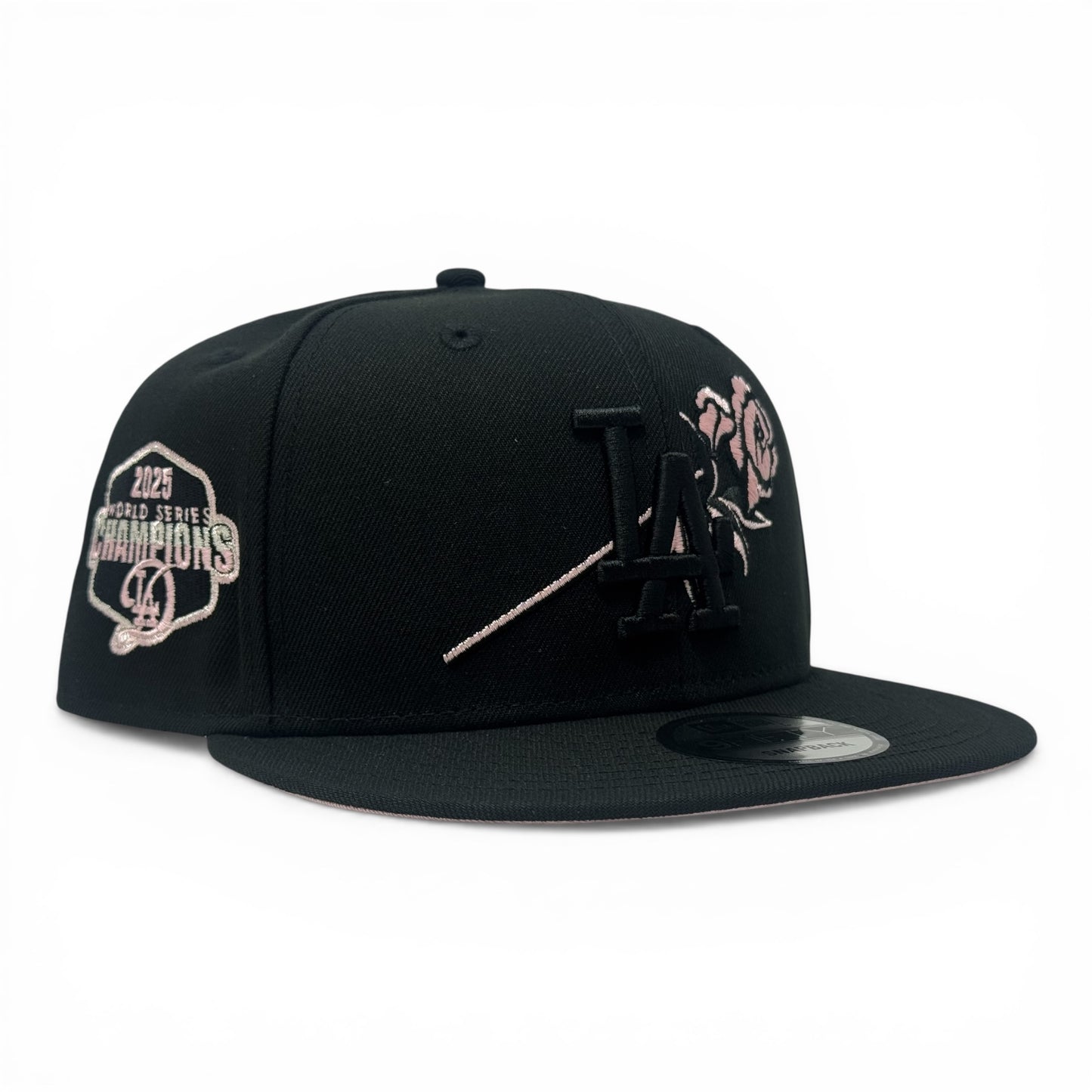 Los Angeles Dodgers 2025 World Champions Floral Logo Snapback-Black