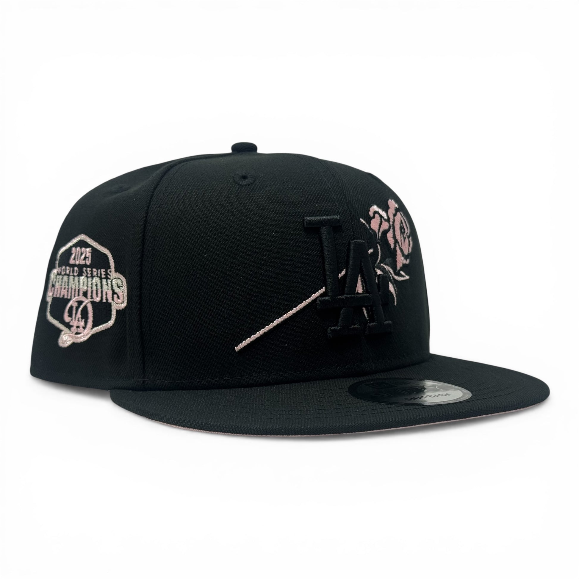 Los Angeles Dodgers 2025 World Champions Floral Logo Snapback-Black