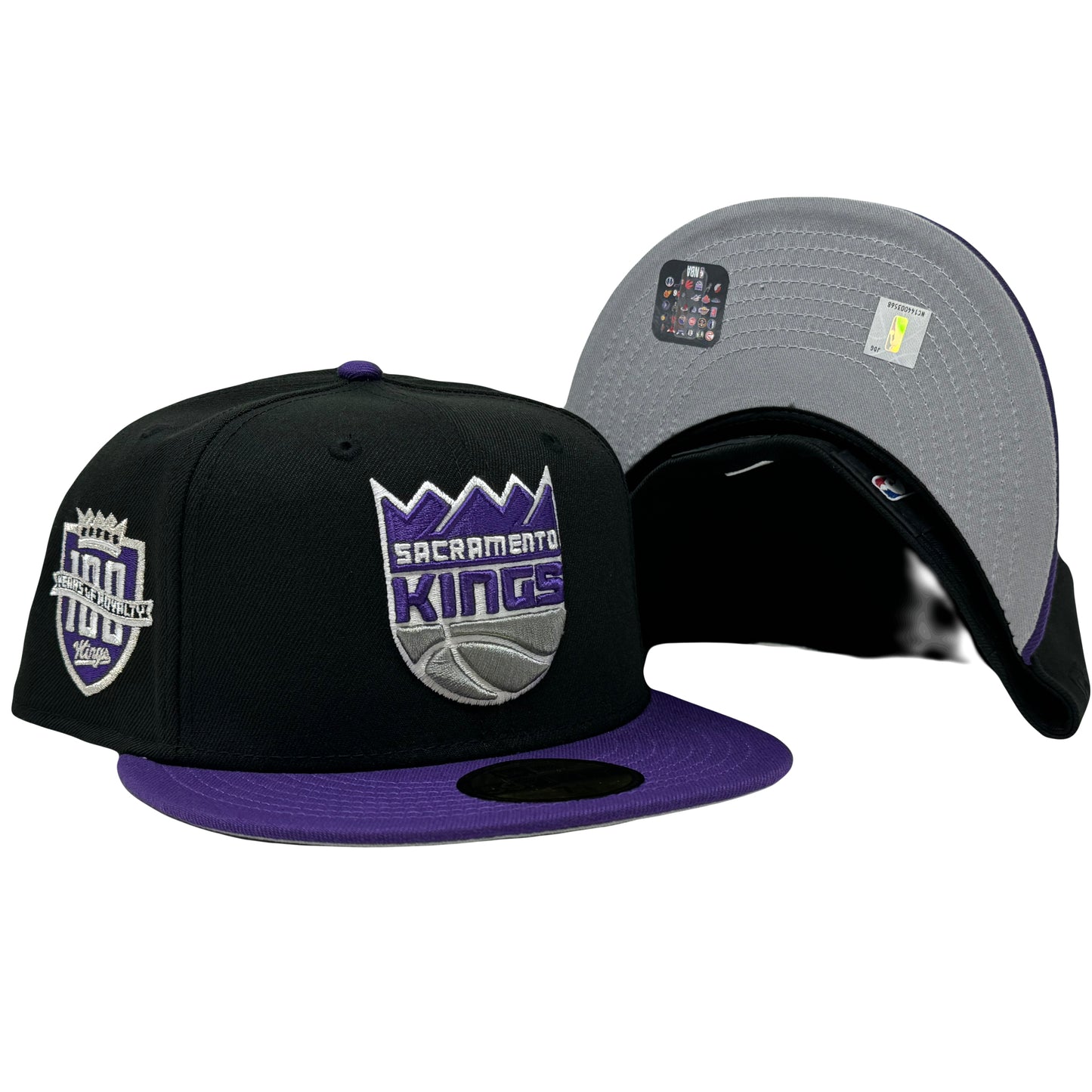 Sacramento Kings 100th Anniversary 5950 New Era Fitted Hat Black Purple