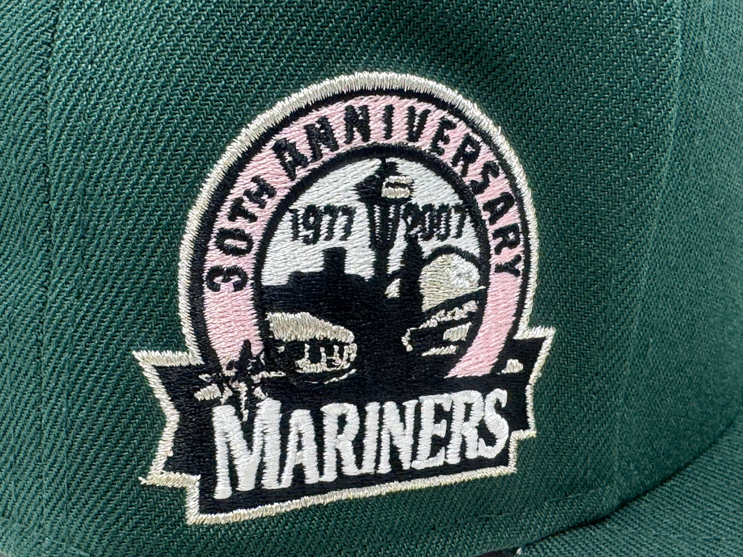 Seattle Mariners 30th Anniversary Pink Brim Fitted Hats-Green