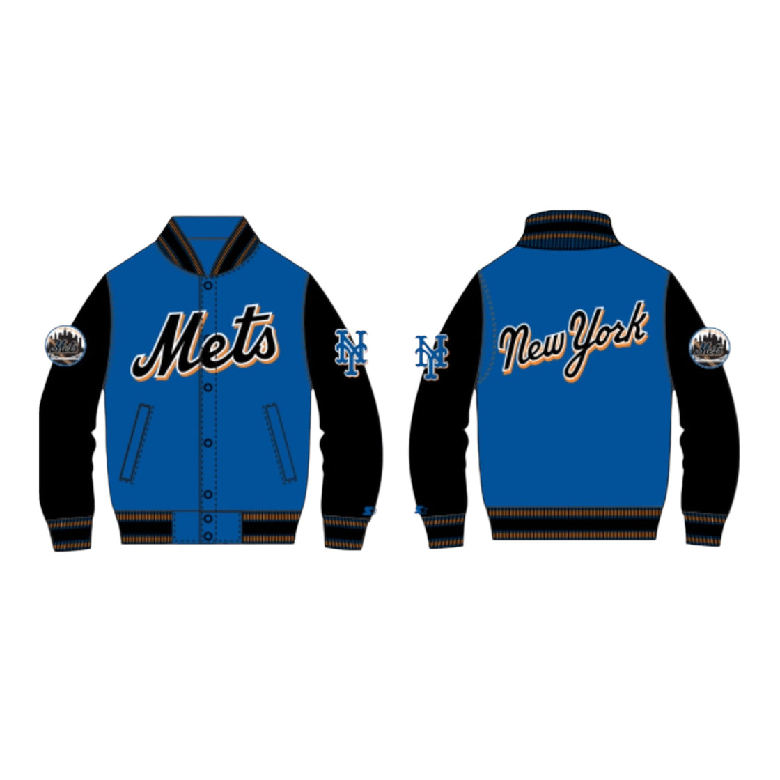 New York Mets 90's Authentic Starter jacket-Black Royal