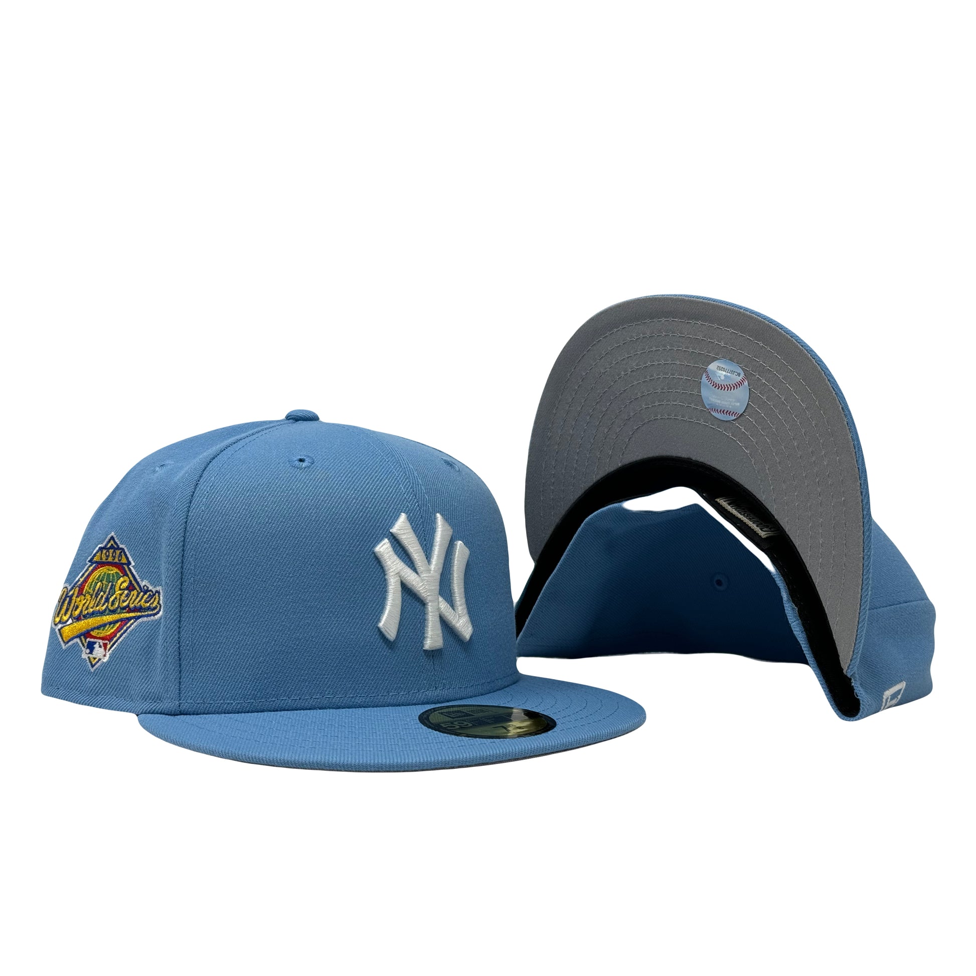 New York Yankees 1996 World Series Sky Blue Gray Brim New Era Fitted Hat