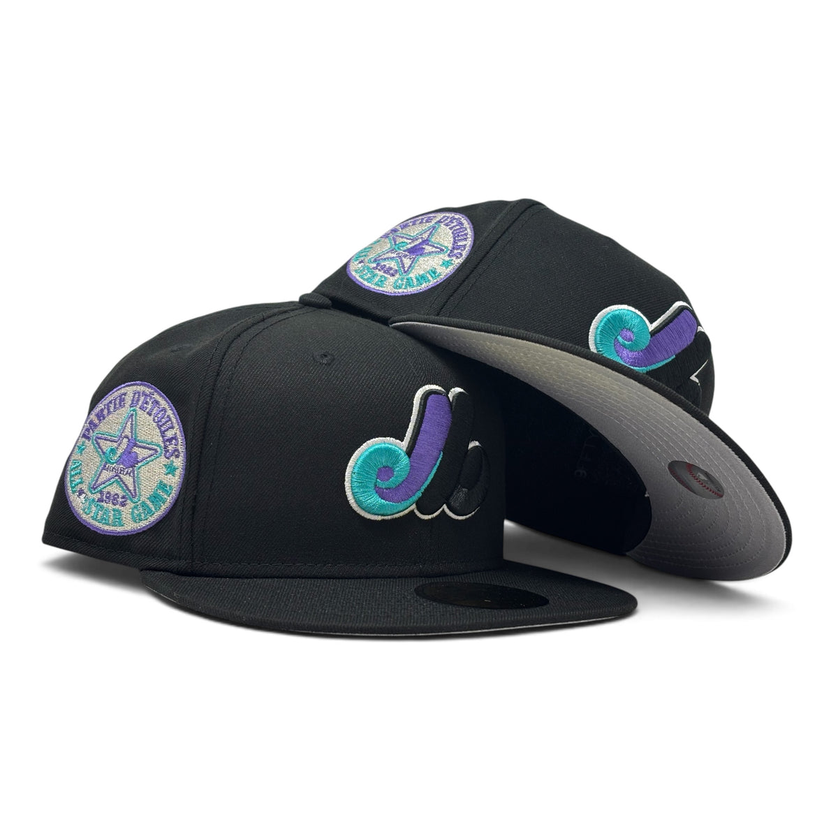 Montreal Expos 1982 All Star Game 59Fifty New Era Fitted Hat- Black Purple Teal