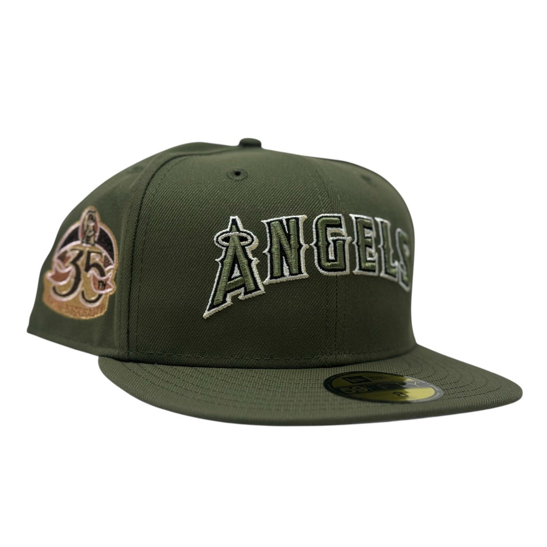 Los Angeles Angels 35th Anniversary Fitted Hats-Olive Green