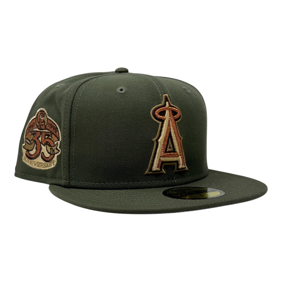 Los Angeles Angels 35th Anniversary Fitted Hats-Olive