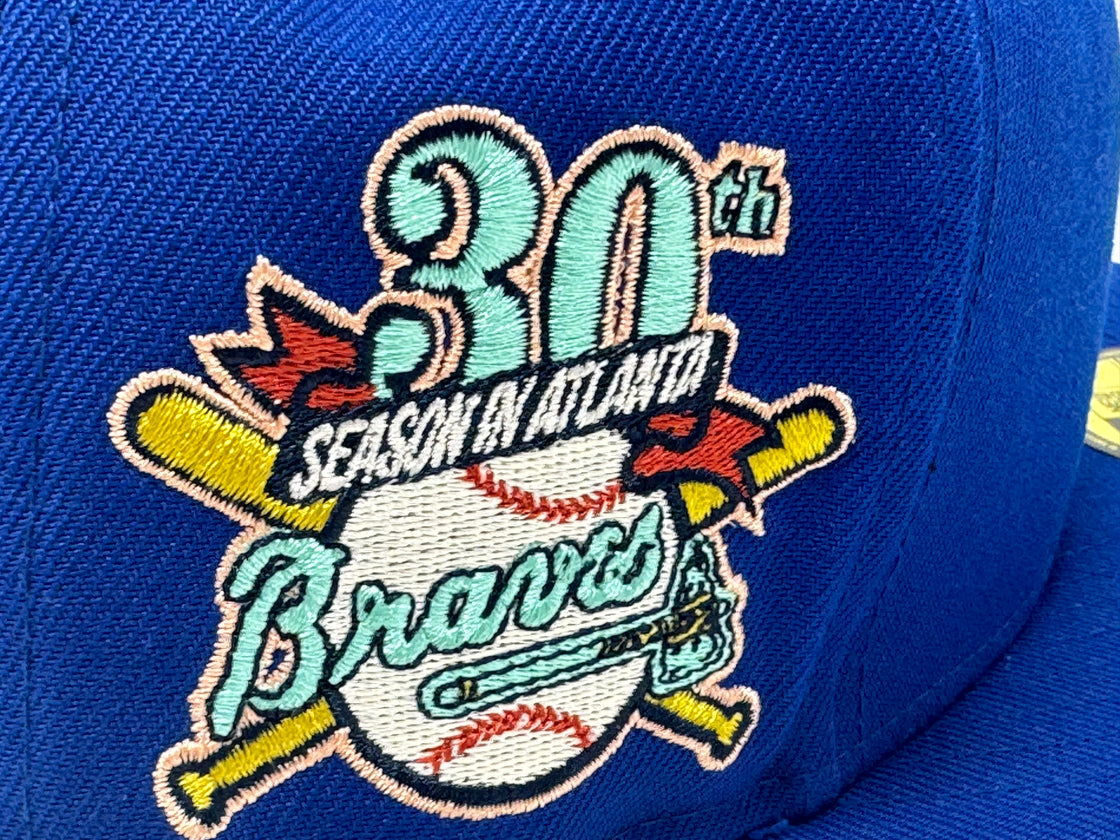 Atlanta Braves 30th Anniversary Floral Pack Light Royal 59Fifty New Era Fitted Hat