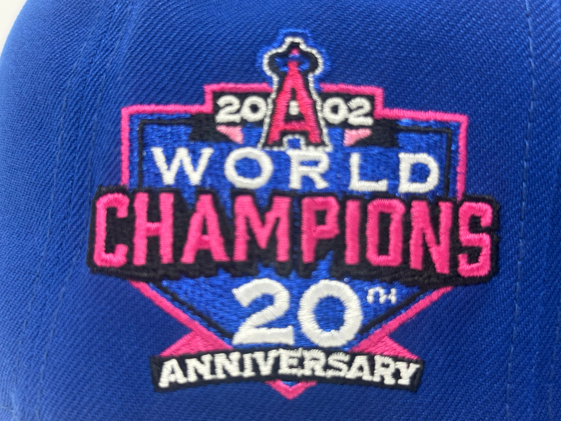 Los Angeles Angels 20th Anniversary Fitted Hats-Royal Pink