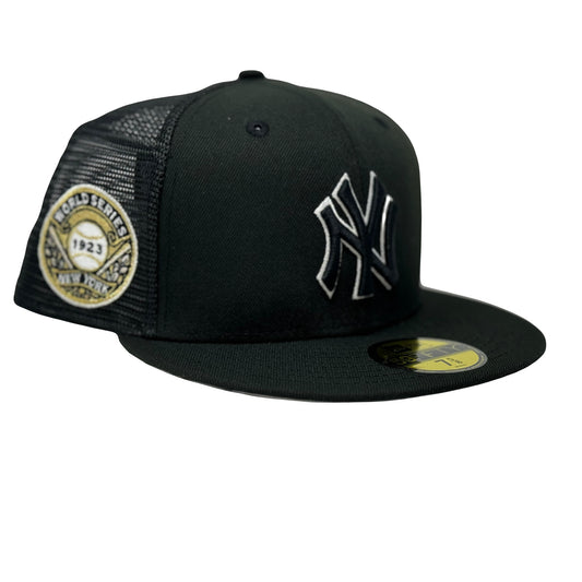 New York Yankees 1923 World Series 5950 Black Trucker Mesh New Era Fitted Hat