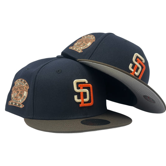 San Diego Padres 25th Anniversary New Era Fitted Hat-Navy Brown