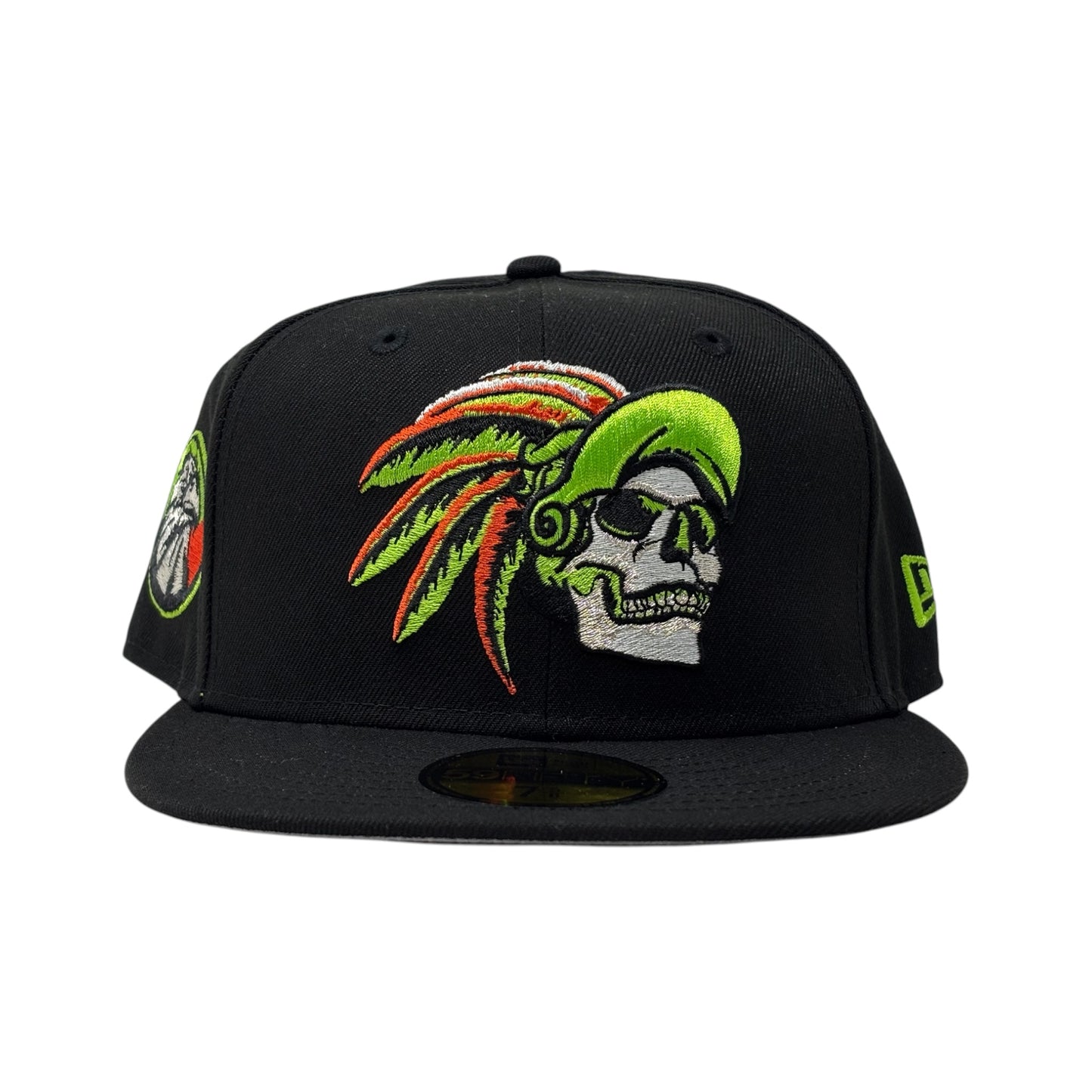 Aztec Skull Warriors New Era Fitted Hat-Black Lime