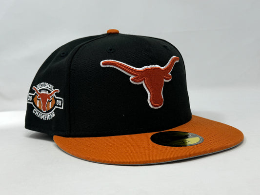 Texas Longhorn 2005 National Champions Black Burnt Orange 59Fifty New Era Fitted Hat