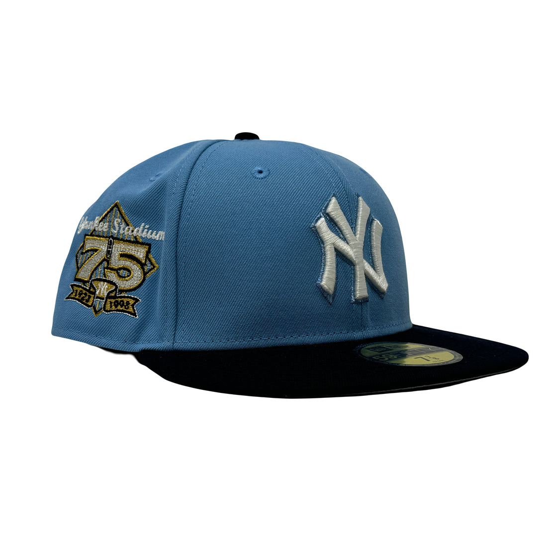 New York Yankees 75th Anniversary Sky Blue Navy 59Fifty New Era Fitted Hat