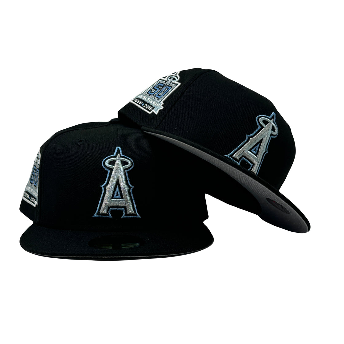 Los Angeles Angels 50th Anniversary Black Metallic Logo 59Fifty New Era Fitted Hat