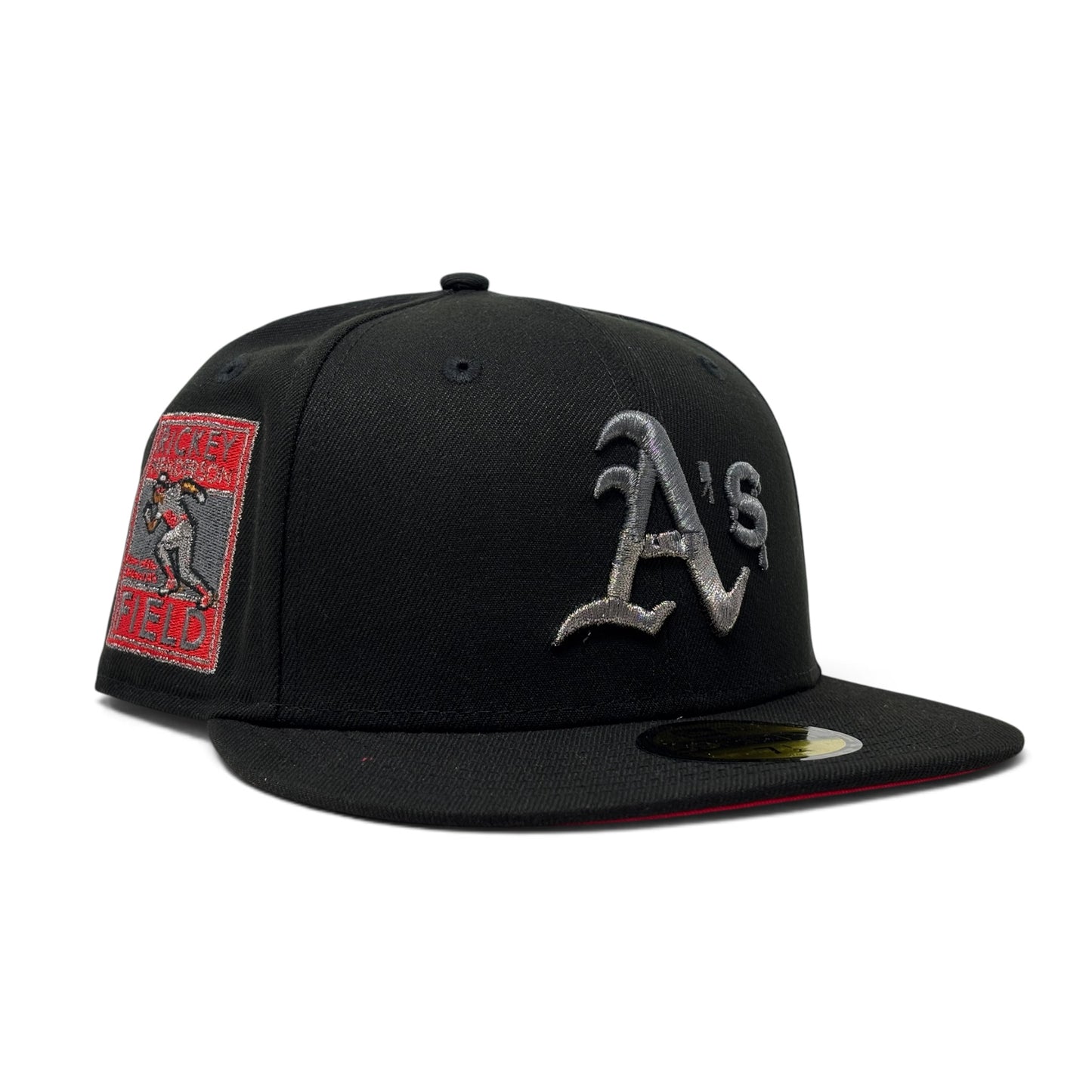 Oakland Athletics Rickey Handerson Field "Drip Pack" Fitted Hat-Black Red
