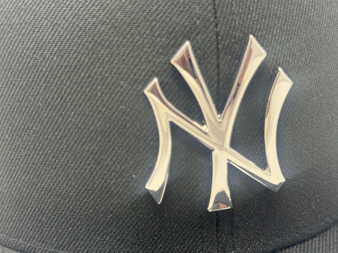 New York Yankees Subway Series Metallic Silver Logo Snapback Hats-Black