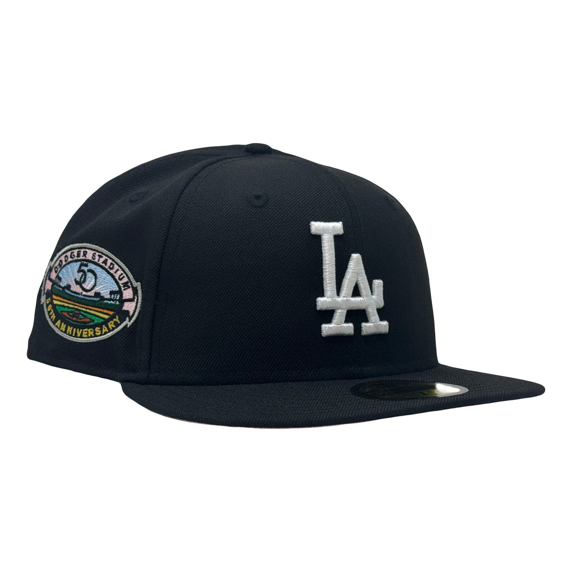 Los Angeles Dodgers 50th Anniversary Black Pink Brim New Era Fitted Hat