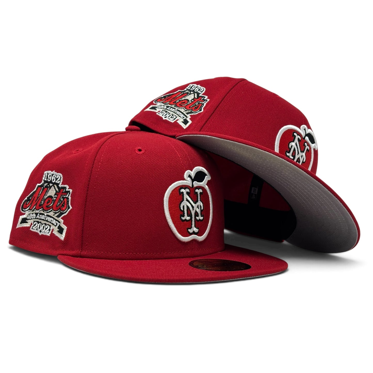 New York Mets 40th Anniversary Gray Brim New Era Fitted Hat-Red
