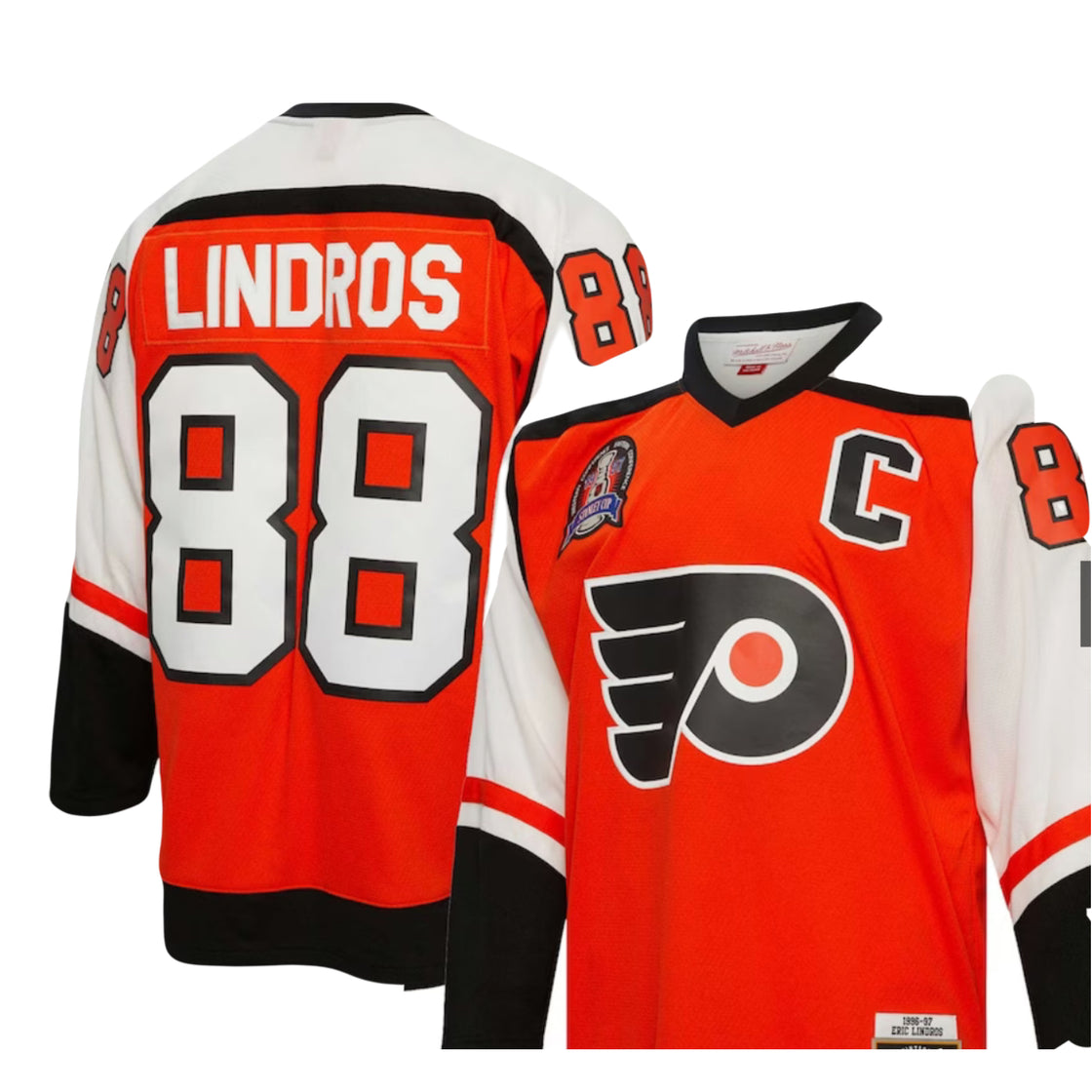 Philadelphia Flyers Eric Lindros Mitchell & Ness Orange Captain Patch 1996/97 Blue Line Player Jersey