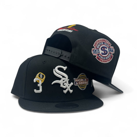 Chicago White Sox 3X Champions Multi Logo Snapback Hats
