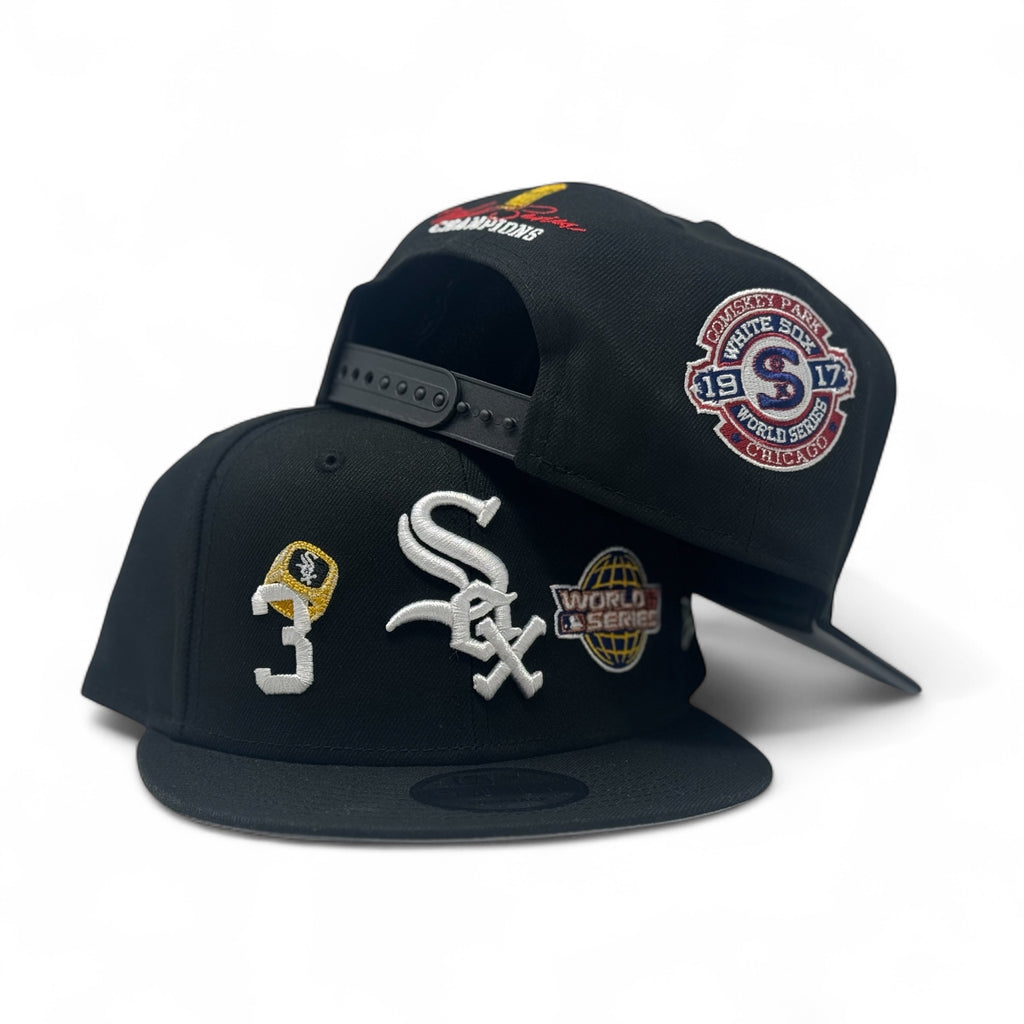 Chicago White Sox 3X Champions Multi Logo Snapback Hats