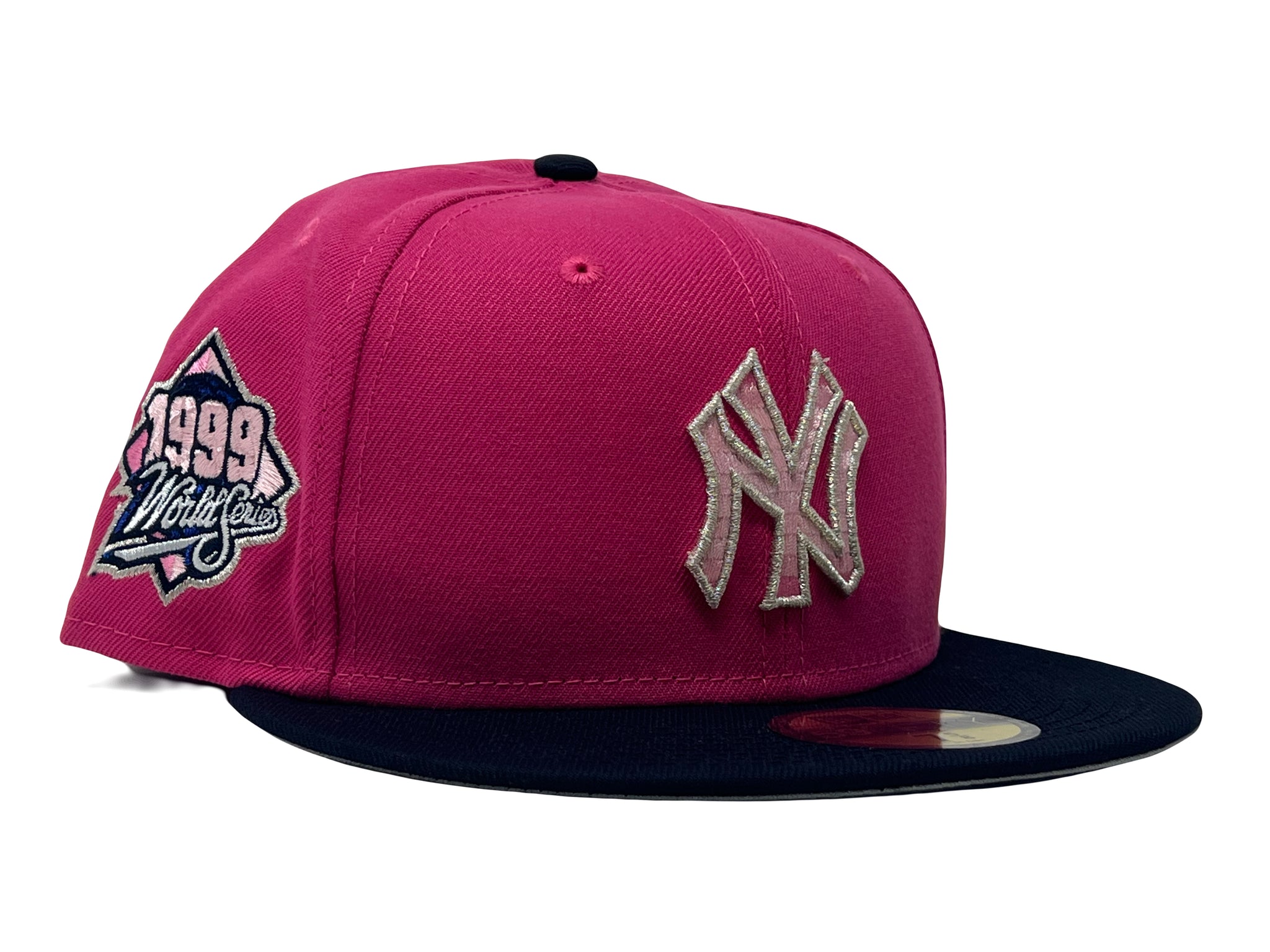 Hot Pink Navy NY Yankees 1999 World Series New Era Fitted Hat