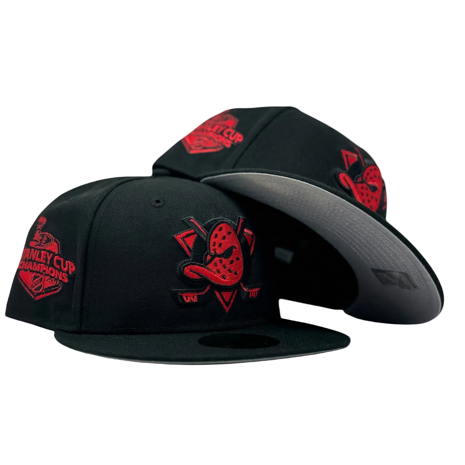 Anaheim Ducks Stanley Cup Champions Fitted Hats-Black Red Logo
