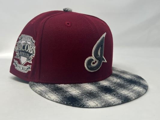 Cleveland Indians 1994 Inaugural Season Jacob Field "Flannel Plaid Visor" New Era Fitted Hat
