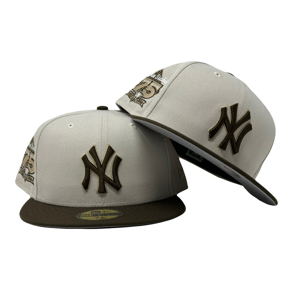 New York Yankees 75th Anniversary Stone Brown Visor New Era Fitted Hat