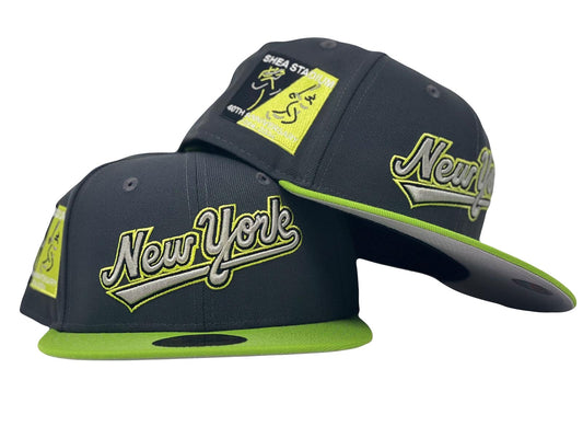 New York Mets Shea Stadium 40th Anniversary "Stitch Visor" New Era fitted Hat to Match Green Bean