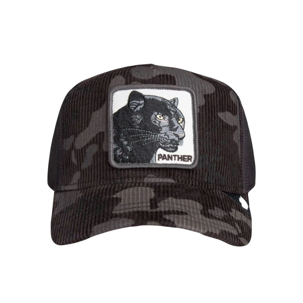 Panther Corduroy Camo The Farm Black Trucker Hat