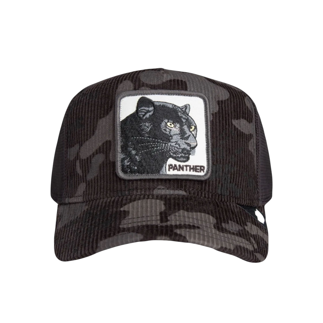 Panther Corduroy Camo The Farm Black Trucker Hat