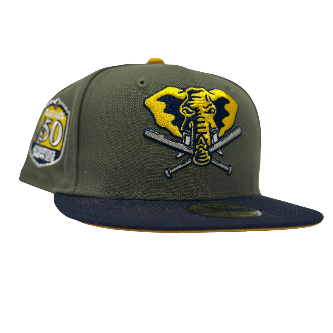 Oakland Athletics 50th Anniversary Taxy Yellow Brim Fitted Hats