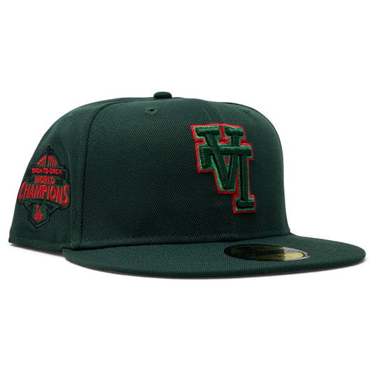 Los Angeles Dodgers 2025 World Champions "Up-Side Down Logo" Fitted Hat-Green
