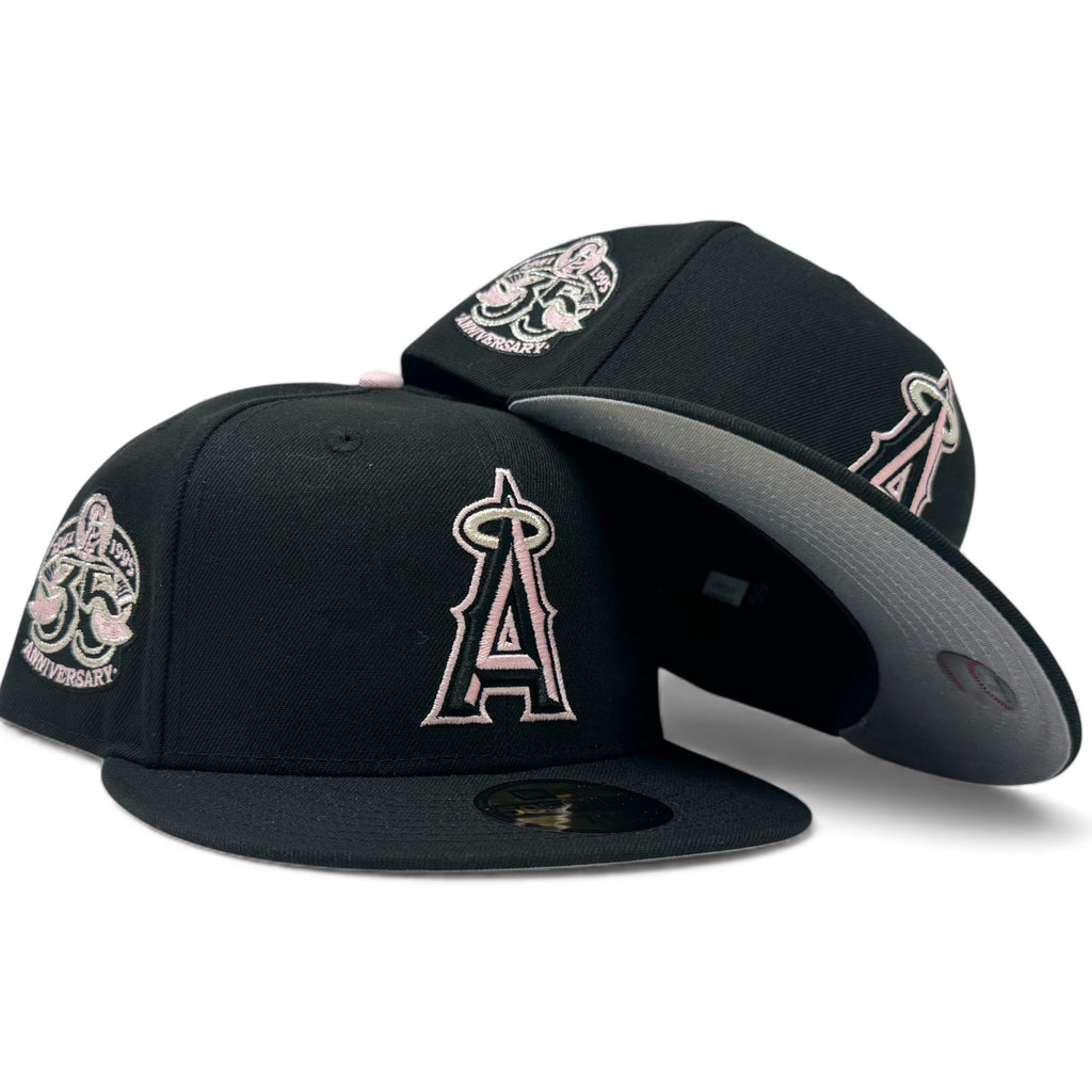 Los Angeles Angels 35th Anniversary Fitted Hats-Black pink