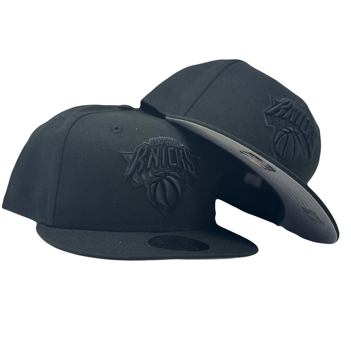 New York Knicks 3D Black Tonal Fitted Hats-Sports World NY