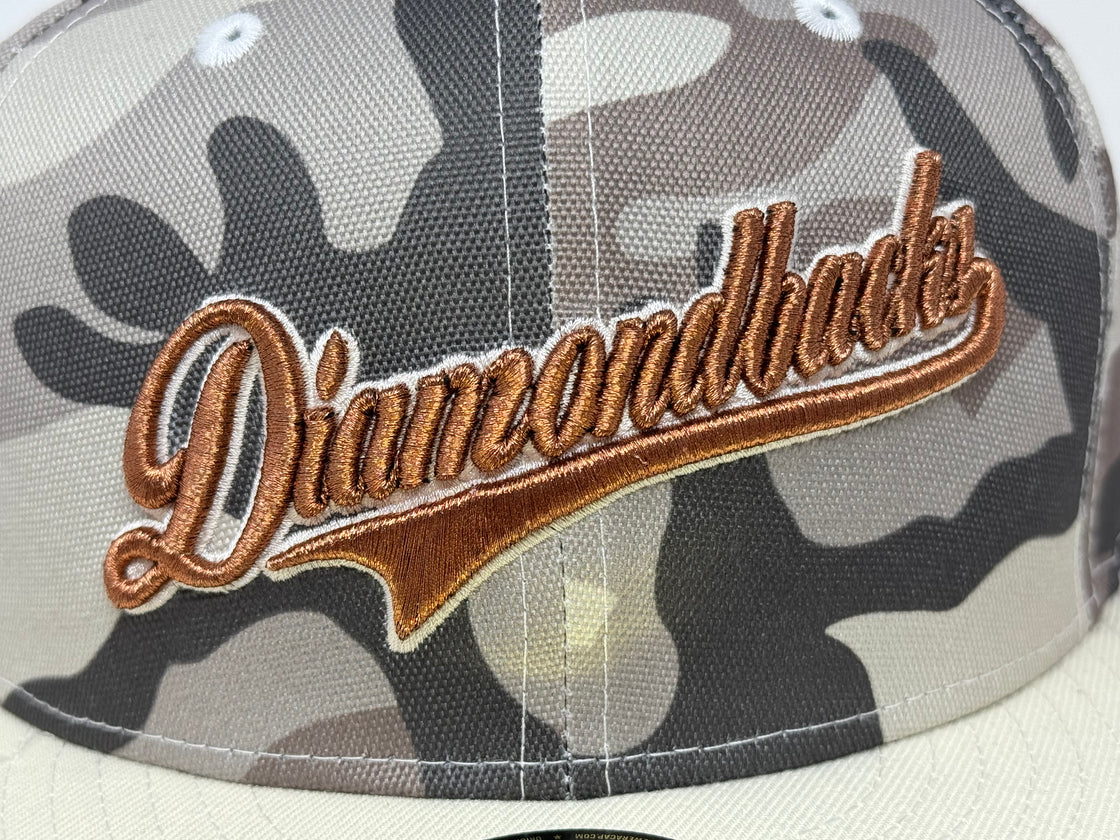 Arizona Diamondbacks 1998 Inaugural Season Paint Splatter Pack 5950 New Era Fitted Hat Light Tan