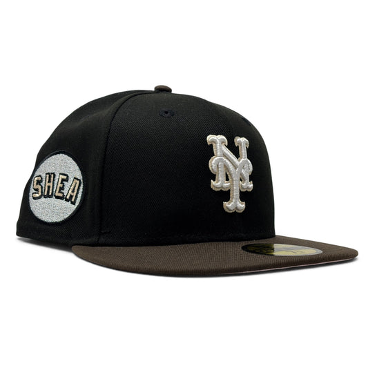 New York Mets Shea Stadium Pink Brim New Era Fitted Hats-Black Brown