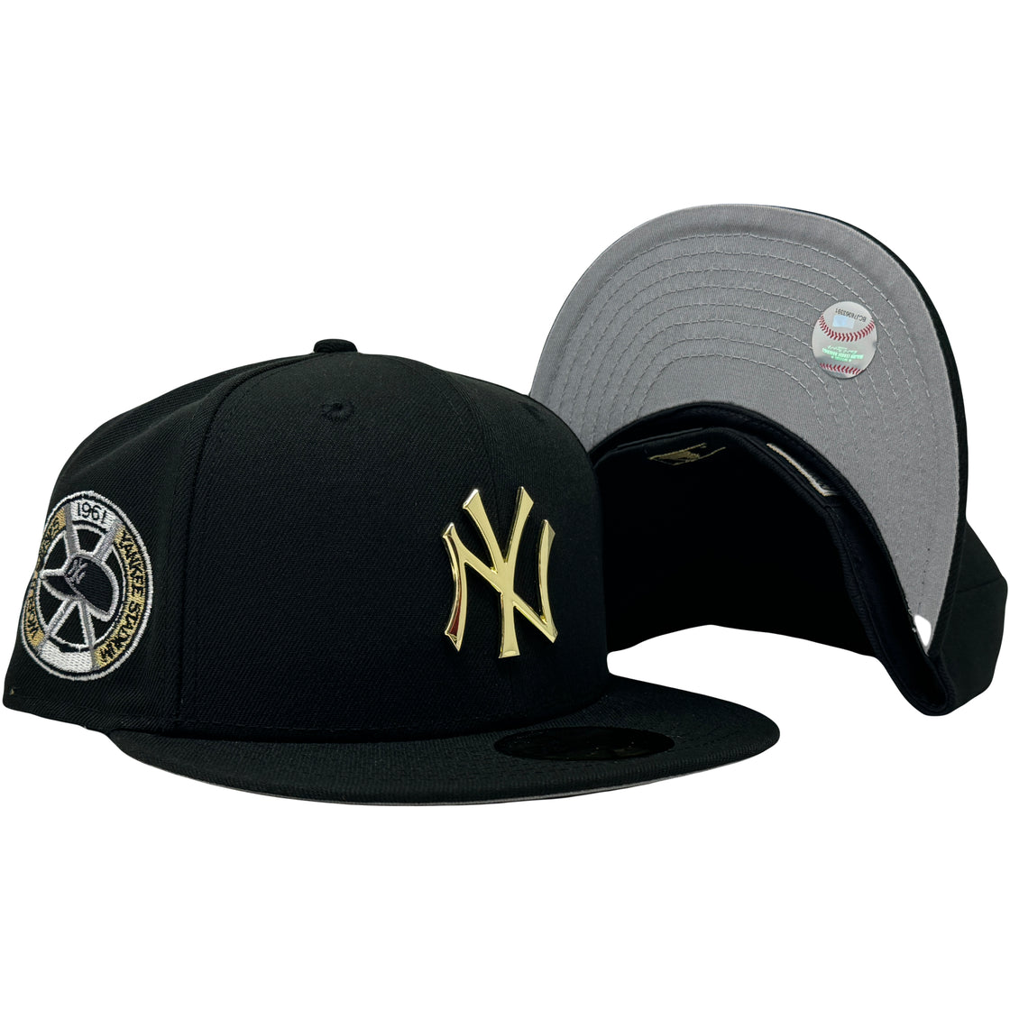 New York Yankees 1961 World Series Black Metal Plate Logo 59Fifty New Era Fitted Hat