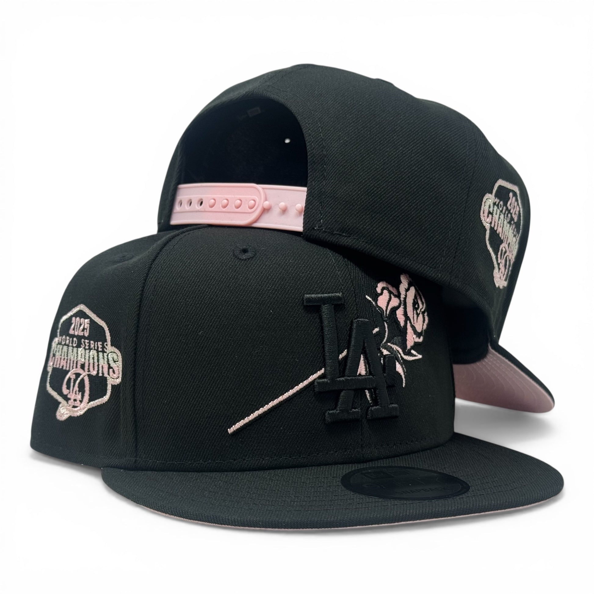 Los Angeles Dodgers 2025 World Champions Floral Logo Snapback-Black