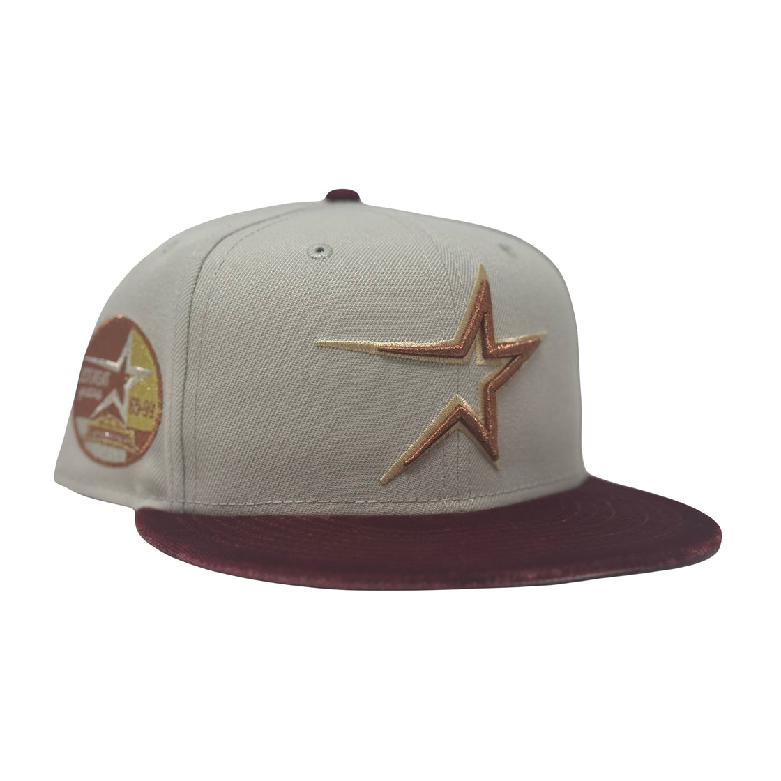 Houston Astros 35th Anniversary Stone Burgundy Velvet Visor Fitted Hats