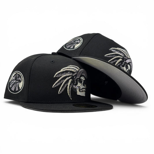 Aztec Skull Warriors New Era Fitted Hat-Black