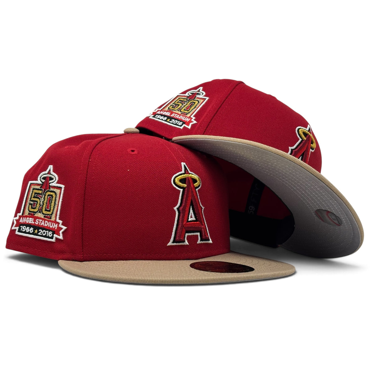 Los Angeles Angels 50th Anniversary New Era Fitted Hat-Red Tan