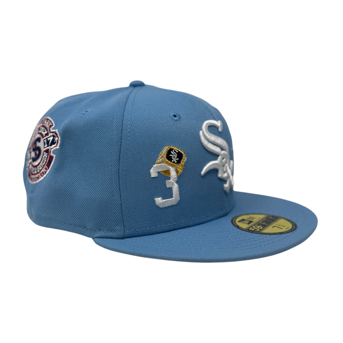 Chicago White Sox 3X Champions Multi Logo Fitted Hats-Sky Blue