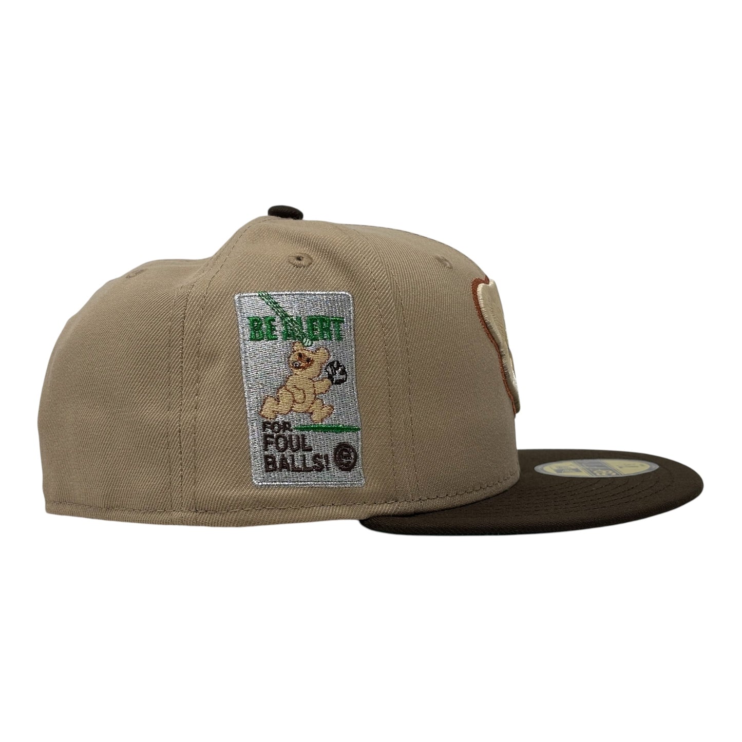Chicago Cubs Be Alert Foul Ball Logo Green Brim New Era Fitted Hats-Walnut