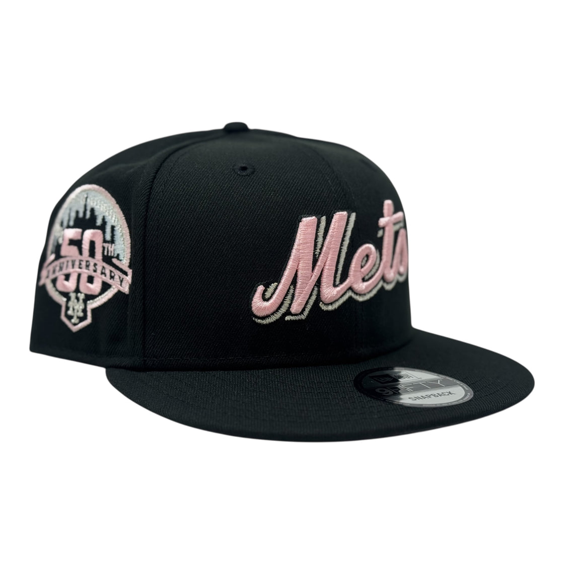 New York Mets 50th anniversary 9Fifty Snapback Hats-Black Pink