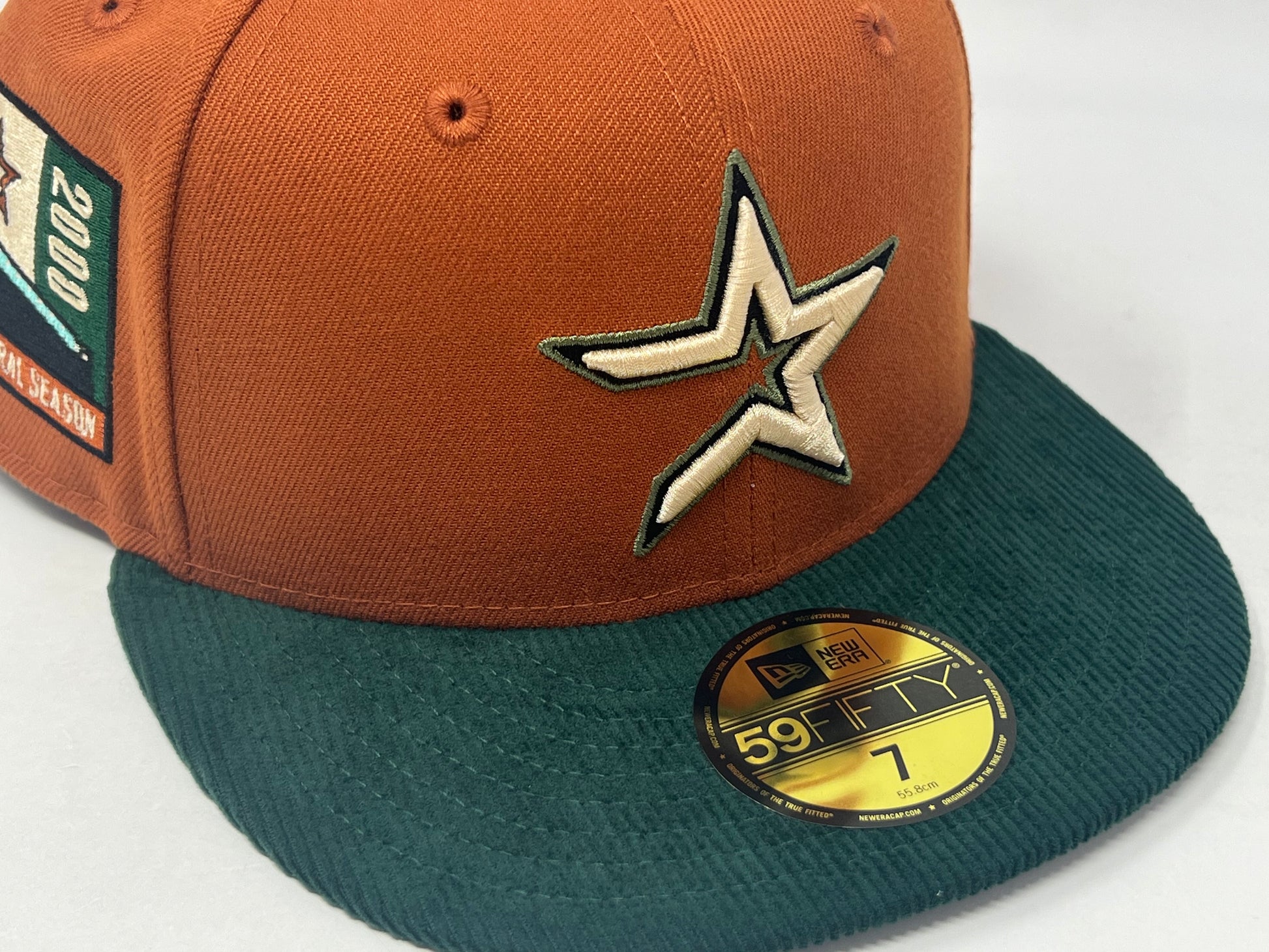 HOUSTON ASTROS 2010 INAUGURAL SEASON PUMPKIN PACK GREEN CORDUROY VISOR NEW ERA FITTED HAT