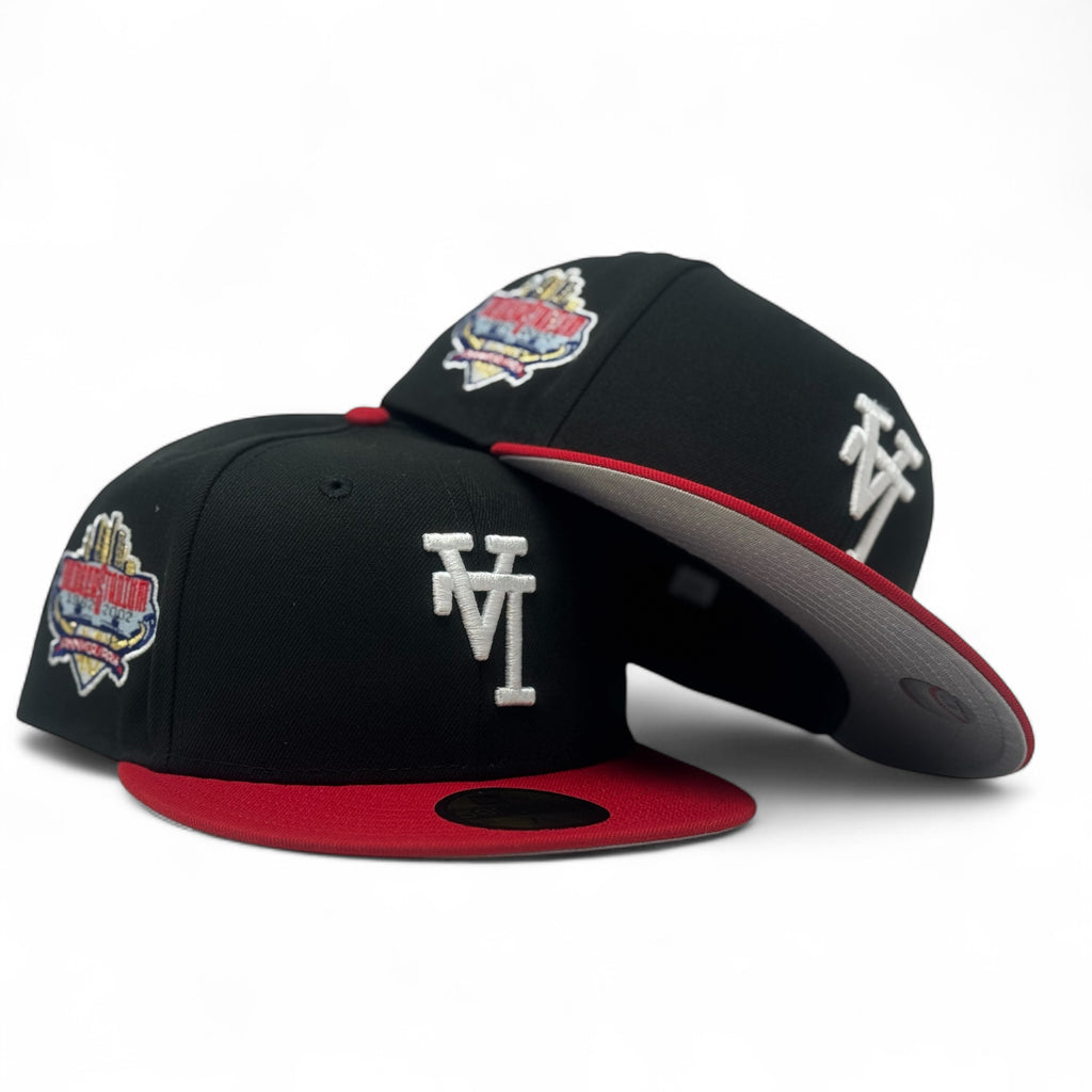 Los Angeles Dodgers 40th Anniversary Upside Down Logo Fitted Hats-Black Red