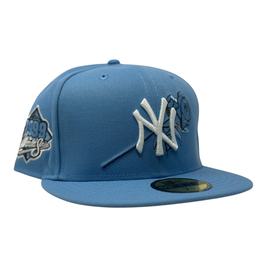 New York Yankees 1999 World Series Floral Logo Fitted Hat-Sky