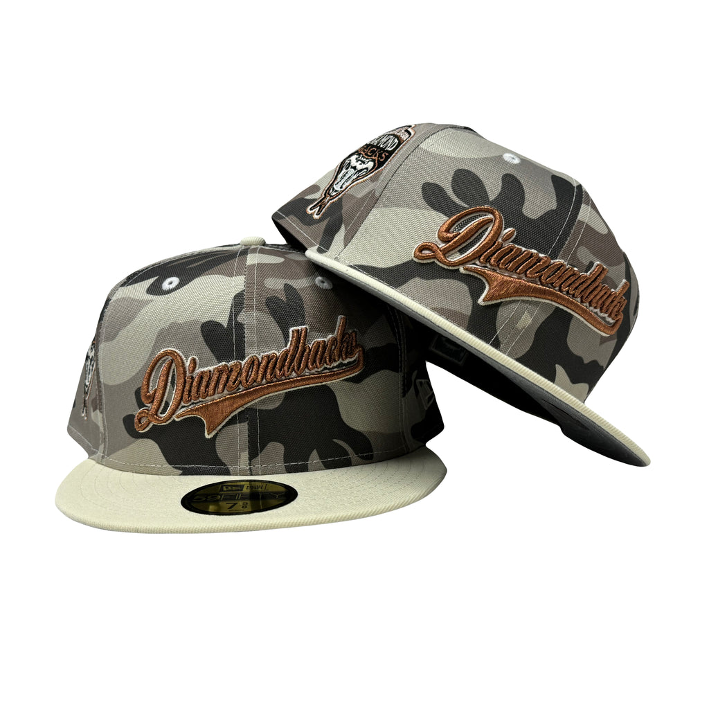 Arizona Diamondbacks 1998 Inaugural Season Paint Splatter Pack 5950 New Era Fitted Hat Light Tan