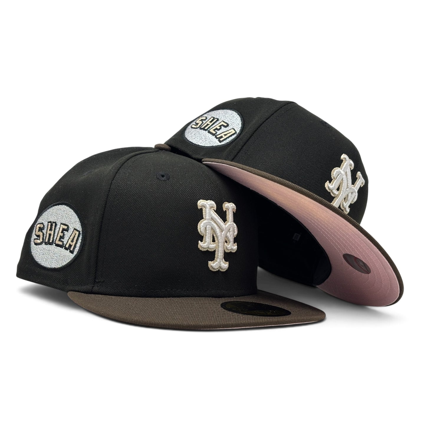 New York Mets Shea Stadium Pink Brim New Era Fitted Hats-Black Brown